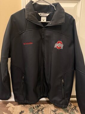 Columbia Black Jacket with Red Ohio State Crest